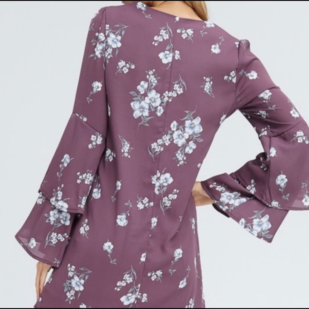 Purple Ruffle Sleeve Floral Mini 💝 - Picture 5 of 8